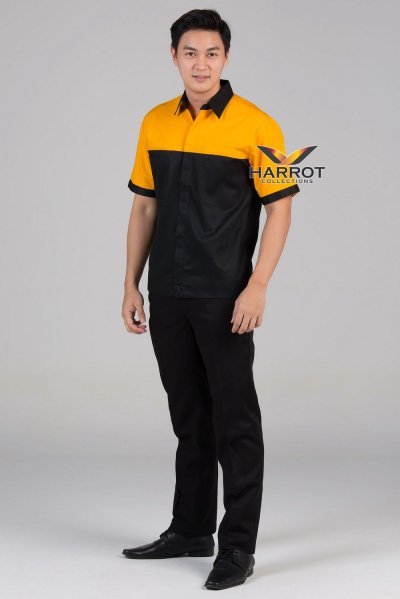 เสื้อช๊อป แขนสั้น สีดำ-เหลือง