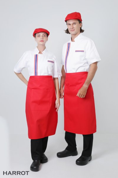 เสื้อเชฟ แขนสั้น แต่งลายธงชาติ