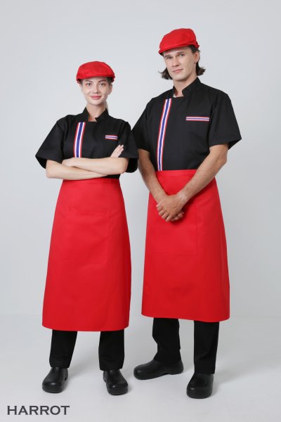 เสื้อเชฟ แขนสั้น แต่งลายธงชาติ