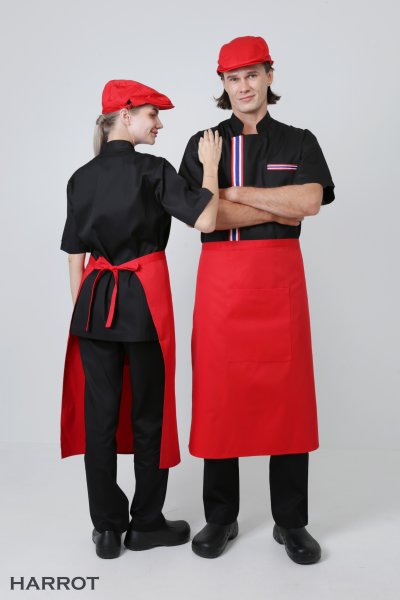 เสื้อเชฟ แขนสั้น แต่งลายธงชาติ