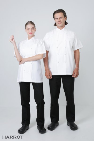 เสื้อเชฟ แขนสั้น คอป้าย กระดุมถอดได้