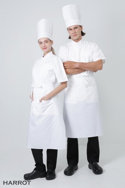 เสื้อเชฟ แขนสั้น คอป้าย กระดุมถอดได้