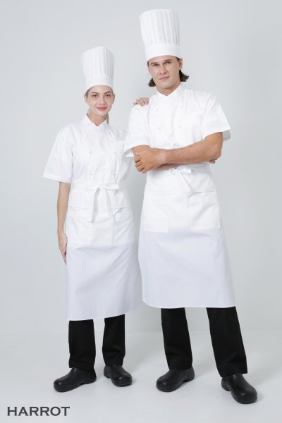 เสื้อเชฟ แขนสั้น คอป้าย กระดุมถอดได้