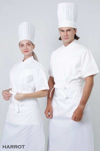 เสื้อเชฟ แขนสั้น คอป้าย กระดุมถอดได้