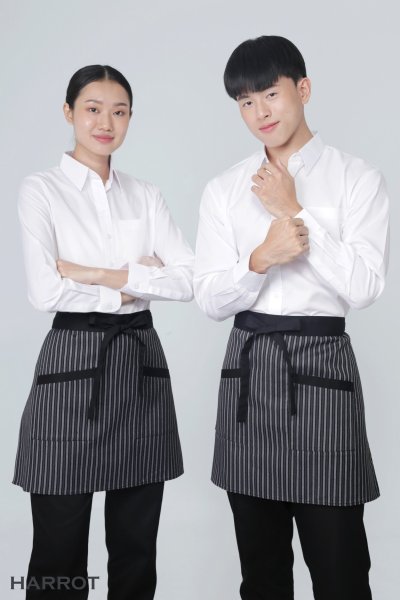 ผ้ากันเปื้อน ครึ่งสั้น สายยาวผูกหน้า ลาย GM