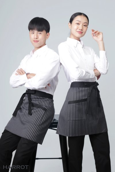 ผ้ากันเปื้อน ครึ่งสั้น สายยาวผูกหน้า ลาย GM