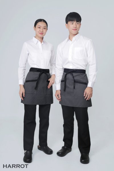 ผ้ากันเปื้อน ครึ่งสั้น สายยาวผูกหน้า ลาย GM