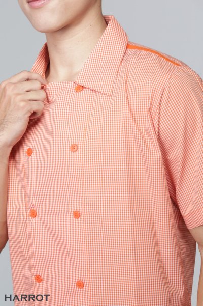 เสื้อพนักงานเสิร์ฟ แขนสั้น กระดุม 2 แถว