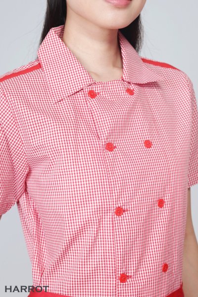 เสื้อพนักงานเสิร์ฟ แขนสั้น กระดุม 2 แถว