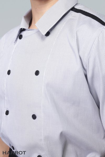 เสื้อพนักงานเสิร์ฟ แขนสั้น กระดุม 2 แถว