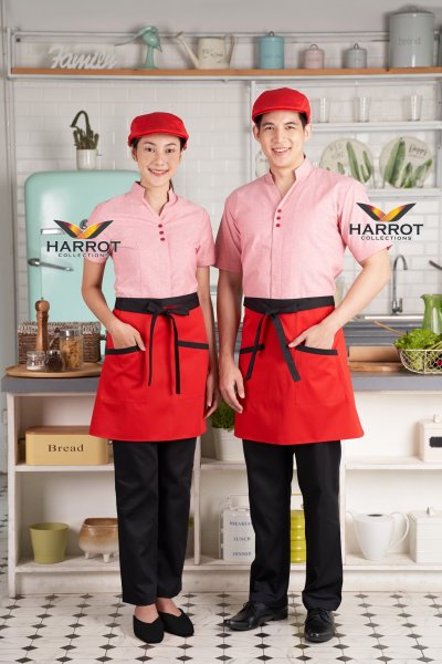 เสื้อพนักงานเสิร์ฟ คอวี ผ้าแชมเบ้