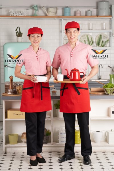 เสื้อพนักงานเสิร์ฟ คอวี ผ้าแชมเบ้