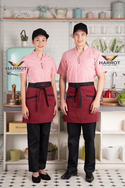 เสื้อพนักงานเสิร์ฟ คอวี ผ้าแชมเบ้
