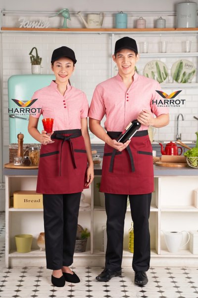 เสื้อพนักงานเสิร์ฟ คอวี ผ้าแชมเบ้