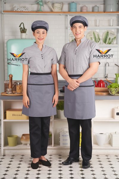 เสื้อพนักงานเสิร์ฟ คอวี ผ้าแชมเบ้