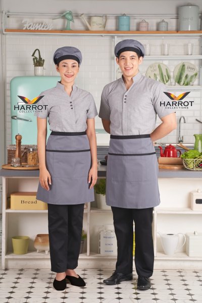 เสื้อพนักงานเสิร์ฟ คอวี ผ้าแชมเบ้