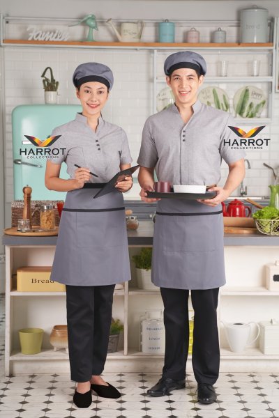 เสื้อพนักงานเสิร์ฟ คอวี ผ้าแชมเบ้