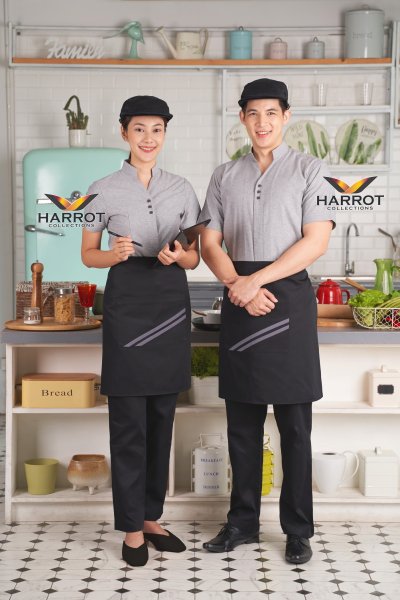 เสื้อพนักงานเสิร์ฟ คอวี ผ้าแชมเบ้