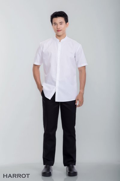 เสื้อพนักงานเสิร์ฟ แขนสั้น คอจีน