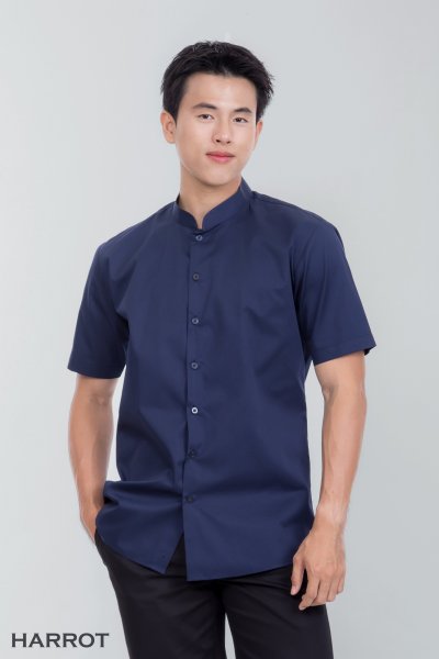 เสื้อพนักงานเสิร์ฟ แขนสั้น คอจีน