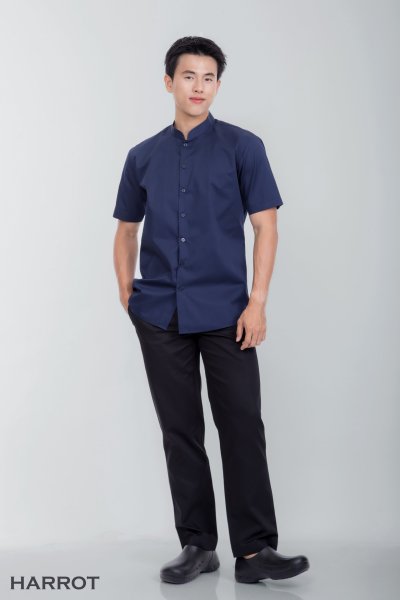 เสื้อพนักงานเสิร์ฟ แขนสั้น คอจีน