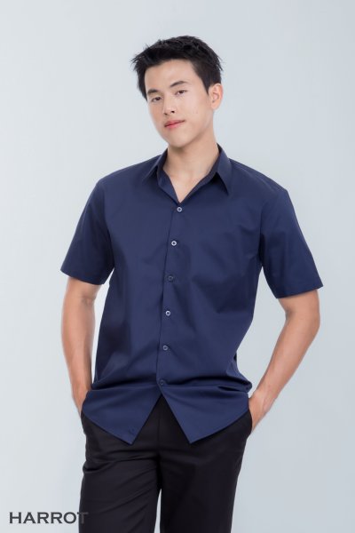 เสื้อพนักงานเสิร์ฟ แขนสั้น คอปก