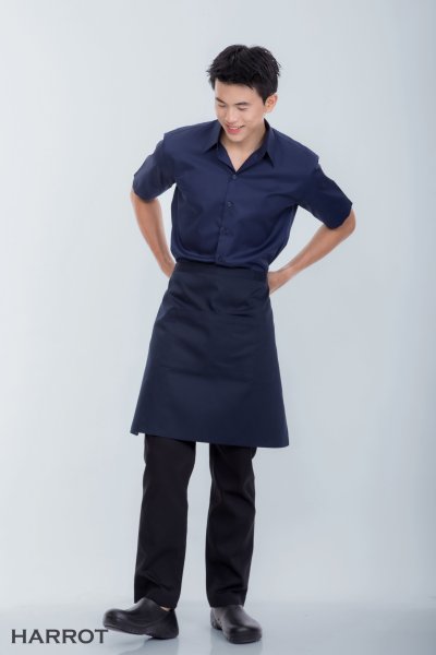 เสื้อพนักงานเสิร์ฟ แขนสั้น คอปก