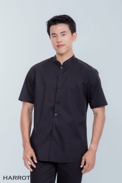 เสื้อพนักงานเสิร์ฟ แขนสั้น คอจีน