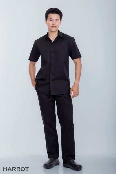 เสื้อพนักงานเสิร์ฟ แขนสั้น คอปก
