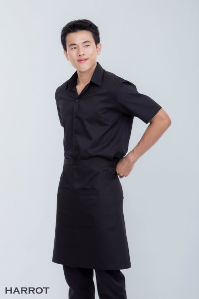 เสื้อพนักงานเสิร์ฟ แขนสั้น คอปก