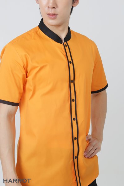 เสื้อพนักงานเสิร์ฟ คอจีน แต่งกุ๊น สาบเสื้อ 2 เส้น