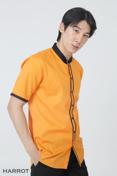 เสื้อพนักงานเสิร์ฟ คอจีน แต่งกุ๊น สาบเสื้อ 2 เส้น