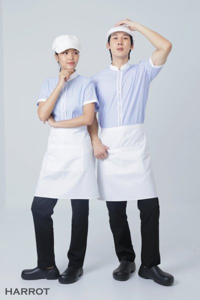 เสื้อพนักงานเสิร์ฟ คอจีน แต่งกุ๊น สาบเสื้อ 2 เส้น