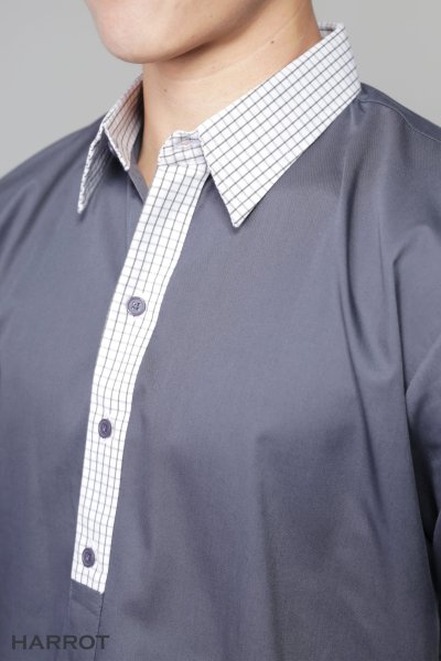 เสื้อพนักงานเสิร์ฟ แขนสั้น แต่งลายสก๊อต