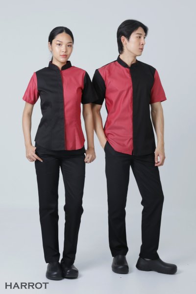 เสื้อพนักงานเสิร์ฟ ทูโทน แขนสั้น