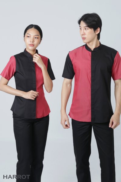 เสื้อพนักงานเสิร์ฟ ทูโทน แขนสั้น