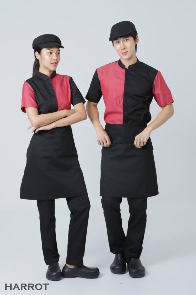 เสื้อพนักงานเสิร์ฟ ทูโทน แขนสั้น