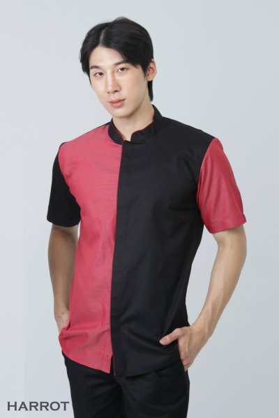 เสื้อพนักงานเสิร์ฟ ทูโทน แขนสั้น