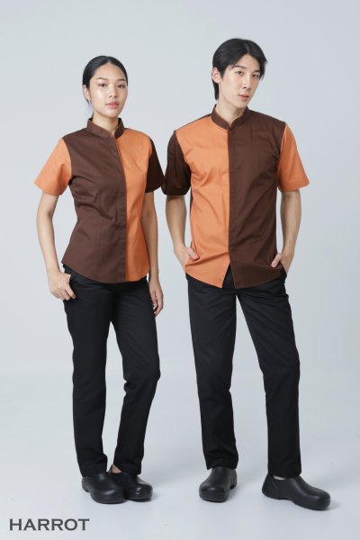 เสื้อพนักงานเสิร์ฟ ทูโทน แขนสั้น
