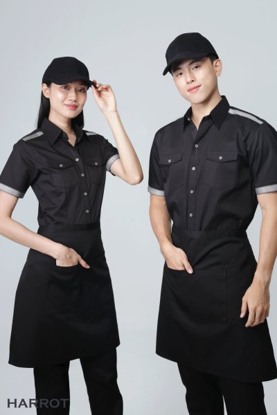 เสื้อพนักงานเสิร์ฟ รุ่นเอฟวัน แขนสั้น