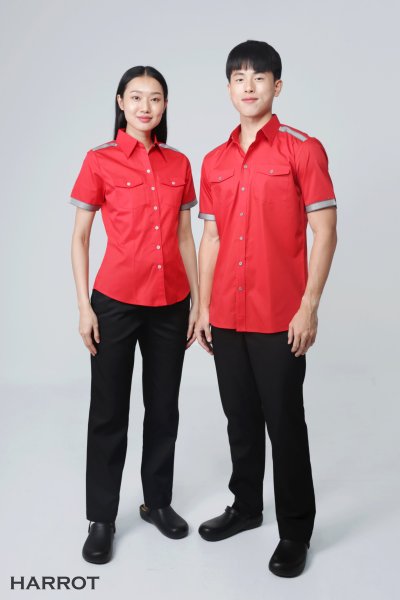เสื้อพนักงานเสิร์ฟ รุ่นเอฟวัน แขนสั้น