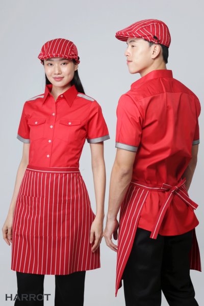 เสื้อพนักงานเสิร์ฟ รุ่นเอฟวัน แขนสั้น