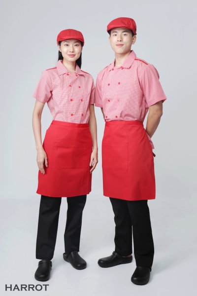 เสื้อพนักงานเสิร์ฟ แขนสั้น กระดุม 2 แถว