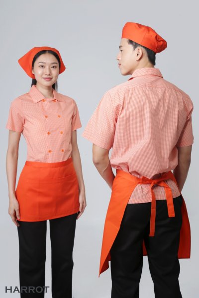 เสื้อพนักงานเสิร์ฟ แขนสั้น กระดุม 2 แถว