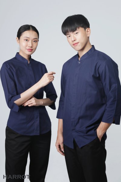เสื้อพนักงานเสิร์ฟ คอจีน แขนยาว 4 ส่วน