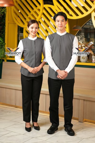 เสื้อพนักงานเสิร์ฟ รุ่นลอนดอน แขนยาว 4 ส่วน