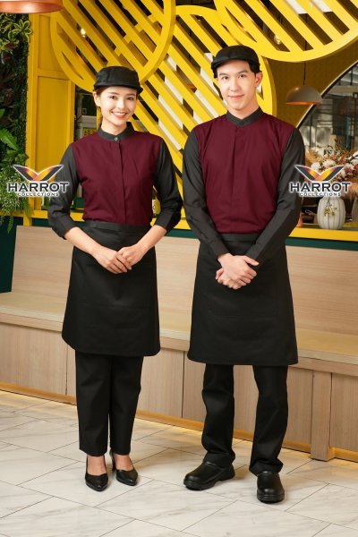 เสื้อพนักงานเสิร์ฟ รุ่นลอนดอน แขนยาว 4 ส่วน