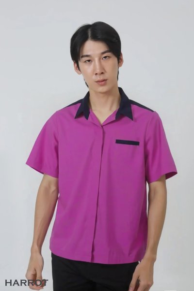 เสื้อแม่บ้าน/พ่อบ้าน สีม่วงแต่งกรม