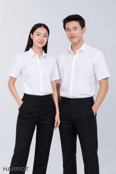 เสื้อพนักงานเสิร์ฟ แขนสั้น คอปก