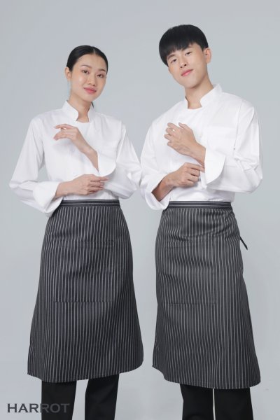 ผ้ากันเปื้อนเชฟ ผ้ากันเปื้อนเสิร์ฟ ครึ่งยาว ลาย GM